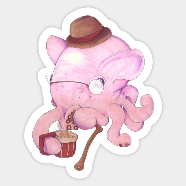 Quincey, Gentleman Octopus Sticker by FishWithATopHat